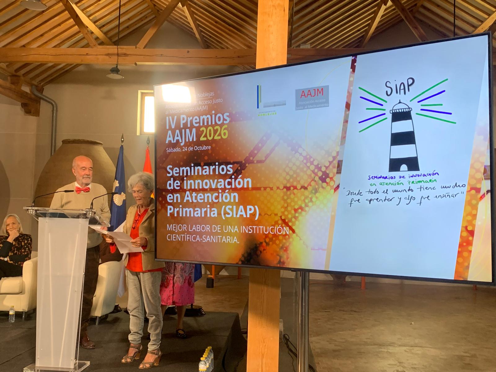 Texto leído en la entrega del Premio 2026 a la Mejor labor de una Institución Científica-Sanitaria, concedido a los Seminarios de Innovación en Atención Primaria (SIAP) por la Asociación Acceso Justo al Medicamento (AAJM)